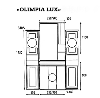 Olimpia LUX  - 90  Зеркало-шкаф лев.(свет) бежевое патина