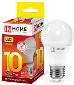 Лампа светодиодная LED-A60-VC 10Вт грушевидная 3000К теплый E27 950лм 230В IN HOME 530121