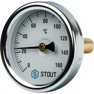 Термометр бим.,  0...160' C, шток 50мм (63мм, кл.точ.2,5) (SIM-0002-635015) (STOUT)