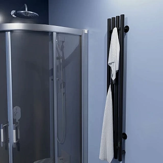 Полотенцесушитель  1200х150 "Вектор" круг 4-х электро черный матовый  (RAL 9005)  Тругор