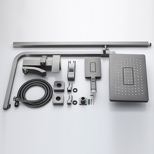 Душ. система ROSE с изливом оружейная сталь R1556T