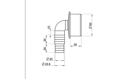 Адаптер для подкл.слива быт/техники угловой D 50 мм (9.0023)