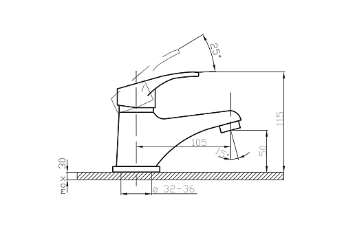 Смеситель д/умывальника YOUNG картридж d35 3504 ARGO 09698