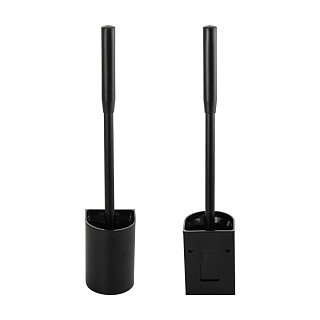 Ершик для туалета,  настенный, из нержавеющей стали, с силиконовой щеткой, с универсальным креплением Черный (80173)