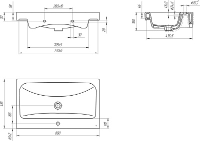 Комплект мебели 80 "Берлин-80" напольная 2 дв. белая VIANT (ум.MODUO-80)