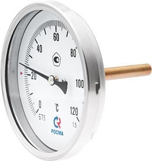 Термометр бим.,  0...120' C, шток 60х8мм (ТБ-063-1, 63мм, кл.точ.2,5) (МЕТЕР) (12004)