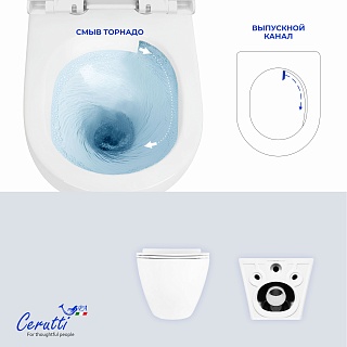 Унитаз подвесной Cerutti  SPA "AMICI  Aria Tornado" безободковый сид.дюропл.м/лифт CT11388 АКЦИЯ!!