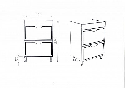 Комплект мебели 60 "Лима-60" 2 ящ. напольная белая VIANT (ум.COMO-60) 