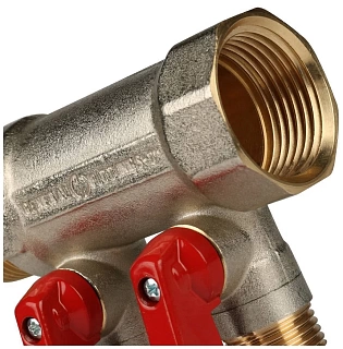 Коллектор с шар. краном красный 1"х1/2х2  (SMB 6210 011202) STOUT 