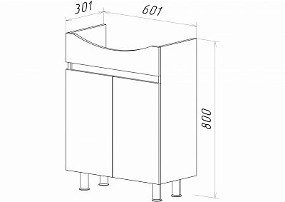 Комплект мебели 60 "Амур-60" прямая MISTY (ум.Амур,60/ЭкоКерама,60)