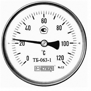 Термометр бим.,  0...120' C, шток 31х8мм (ТБ-063-1, 63мм, кл.точ.2,5) (МЕТЕР)