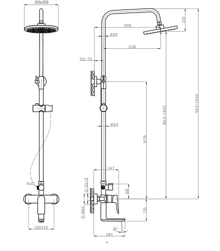 Душевая система "RAIN" (RAI-1021) TOKITO