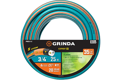 Шланг полив. Grinda EXPERT 5-х слойн., 30атм, армир. PROLine 3/4" - 25 м /бухта (429007-3/4-25)