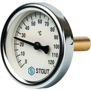 Термометр бим.,  0...120' C, шток 50мм, (63мм, кл.точ.2,5) (SIM-0001-635015) (STOUT)