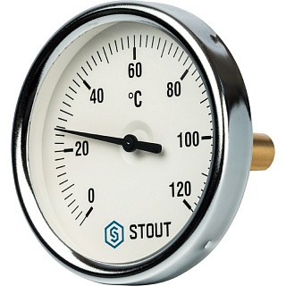 Термометр бим.,  0...120' C, шток 50 мм, (80мм, кл.точ.2,5) (SIM-0001-805015) (STOUT)