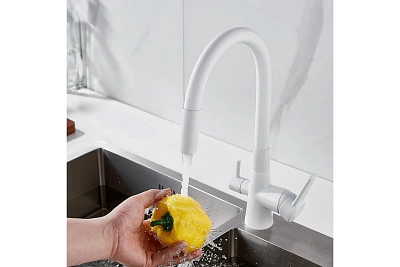 Смеситель д/кухни SHEVANIK гибкий излив белый под фильтр S668C