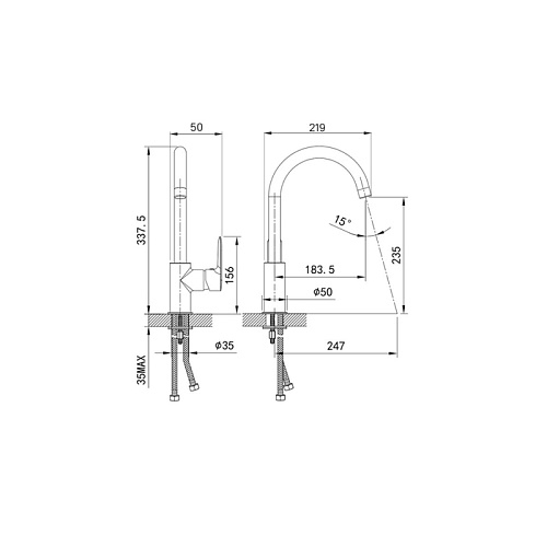 Смес. д/кухни  Cuba под фильтр сатин CUBBNFJi05 ВЫГОДА!!!