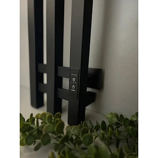 Полотенцесушитель  1200х150 "Robe-3" квадрат электро черный матовый (RAL 9005) НИКА