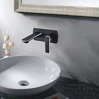 Смеситель д/раковины ROSE встроенный черный/хром R1341H