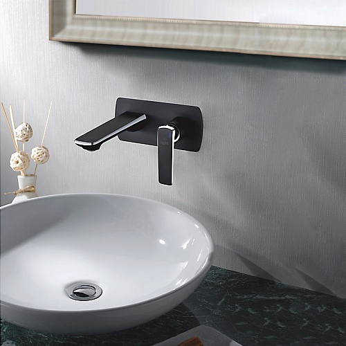 Смеситель д/раковины ROSE встроенный черный/хром R1341H