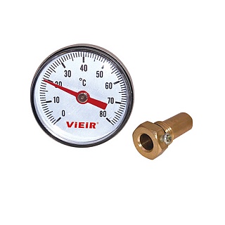 Термометр бим.  0...80' C, G1/4 d 40 мм , с погружной гильзой (YL19)  VIEIR