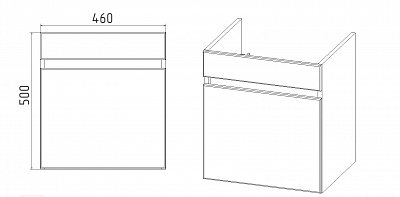 Комплект мебели 50 "Мальта-50" подвесная 1 ящик белый VIANT (ум.Como-50)