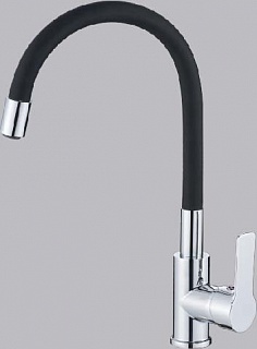 Смеситель д/кухни Haiba HB70112-7 комбинированный силиконовый с гибким изливом (черный)