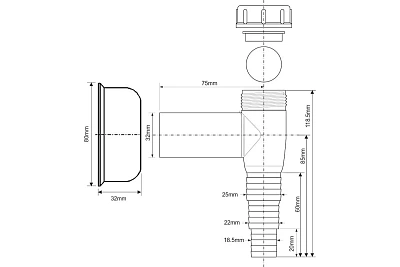 Сифон для СМА McAlpine WMV-32WH