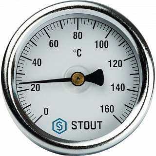 Термометр бим.,  0...160' C, шток 50мм (63мм, кл.точ.2,5) (SIM-0002-635015) (STOUT)