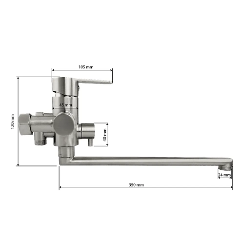 MAGNUS Смеситель д/ванны, нерж. ст 304. код: 9229