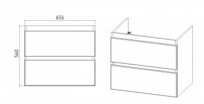 Комплект мебели 70 "Мальта-70" 2 ящика напольный белый/дуб VIANT (ум.Como-70)