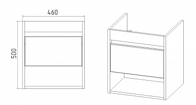 Комплект мебели 50 "Бостон-50" подвесная 1 ящик дуб/белый VIANT (ум.Como-50)
