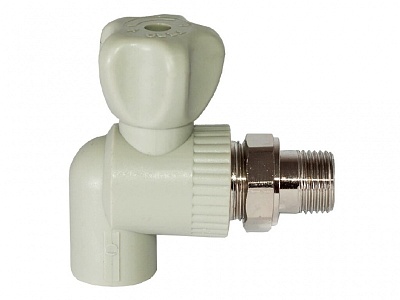 Вентиль для радиатора с амер. 20*1/2 (угловой) серый (60)  ТЕВО