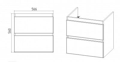 Комплект мебели 60 "Мальта-60" подвесная 2 ящика белый/дуб  VIANT (ум.Como-60)