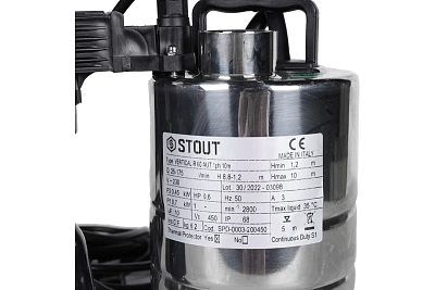 Насос дренажный с вертикальным поплавком, кабель 10 м, 230V, Q=175 л/мин, H=10 м 	(SPD-0003-200450) STOUT