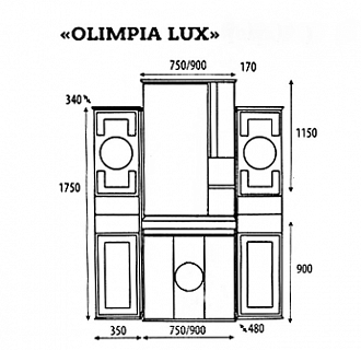 Olimpia LUX  - 90  Зеркало-шкаф лев.(свет) бежевое патина