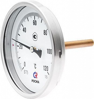 Термометр бим.,  0...160' C, шток 64х6мм (БТ-31.211, 63мм, кл.точ.2,5) (РОСМА) (2413)