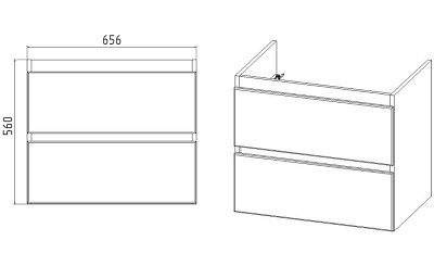 Комплект мебели 70 "Мальта-70" подвесная 2 ящика белый VIANT (ум.Como-70)