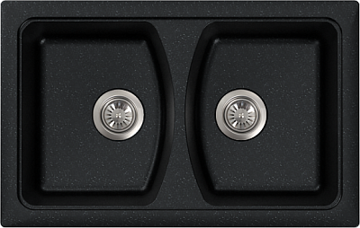 Мойка гранит FOSTO КМ 79-50 двойная (обсидиан 420) с сифоном