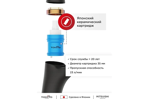 Смеситель д/умывальника "MITSUISHI" (MIT-1011GM) графит TOKITO