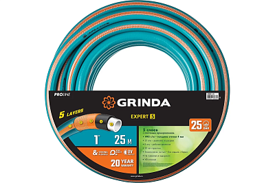 Шланг полив. Grinda EXPERT 5-х слойн., 25атм, армир. PROLine 1" - 25 м /бухта (429007-1-25)