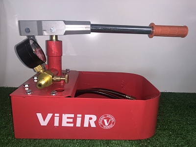 Насос опрессовочный VIEIR RP-51 ручной (60бар, 16мл/такт, 7л, металл 1/2")  