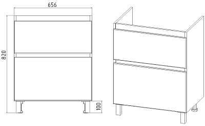 Комплект мебели 70 "Мальта-70" 2 ящика напольный белый VIANT (ум.Como-70)