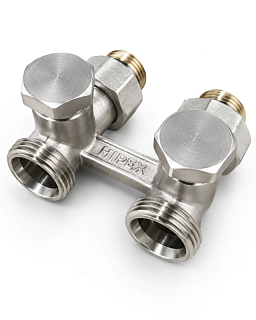 Узел нижнего подключения (Н-образный клапан) Латунь R3/4"ХG3/4" Угловой, Винтовой с переходным ниппелем R1/2" HIPEX  9-630480321  