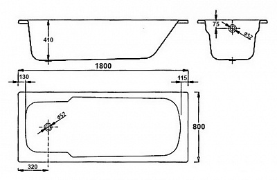 Ванна сталь эм. 1,8х0,8 BLB ATLANTICA +ножки (2,2 мм)