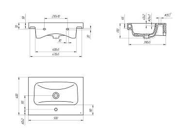 Комплект мебели 50 "Сицилия-50" подвесная 2 ящика капучино  VIANT (ум.MODUO-50)