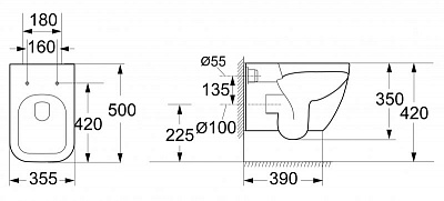 Унитаз подвесной Belbagno "ALPINA" безободковый с сидением с м/л ВВ10100СНR+BB2032SC 