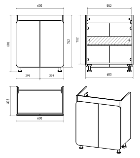 Комплект мебели 65 "Чегет-65" напольная 2 дв. белая эмаль MISTY (ум.Балтика-65)