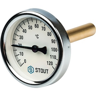 Термометр бим.,  0...120' C, шток 75мм, (63мм, кл.точ.2,5) (SIM-0001-637515) (STOUT)