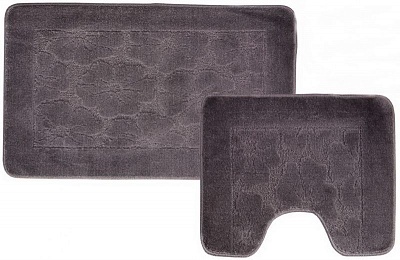 Набор ковриков (2предмета)  "CLASSIC" квадраты 55х90см серый 00284